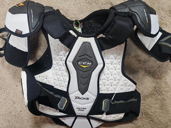 Pittsburgh Penguins CCM TACKS ULTRA Pro Stock Game Used Worn Shoulder Pads XL