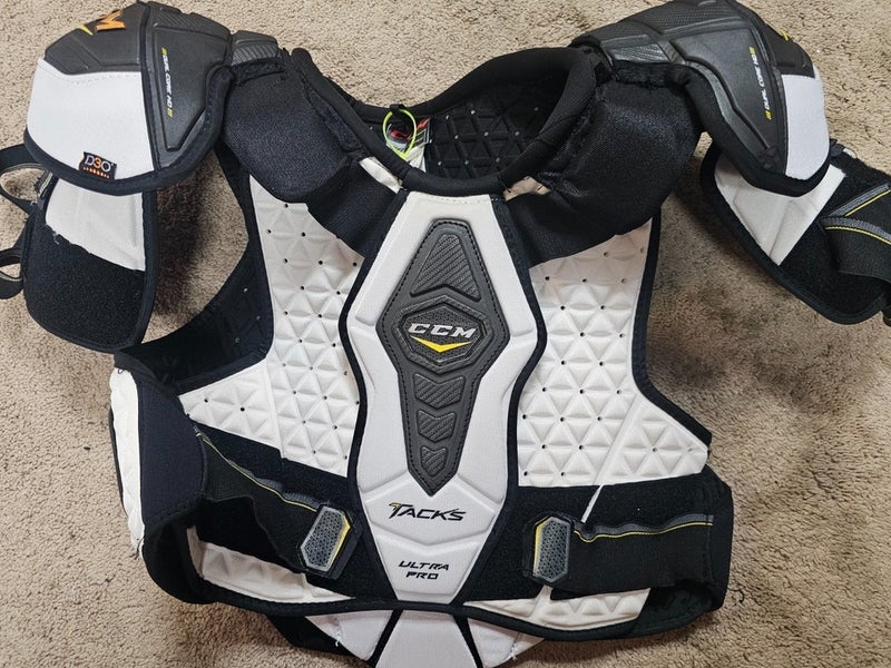 Pittsburgh Penguins CCM TACKS ULTRA Pro Stock Game Used Worn Shoulder Pads XL