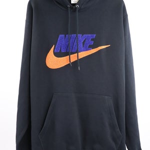 Nike Club Fleece Pullover Hoodie Black Orange Blue Terry FN3104-010 Men sz XXL