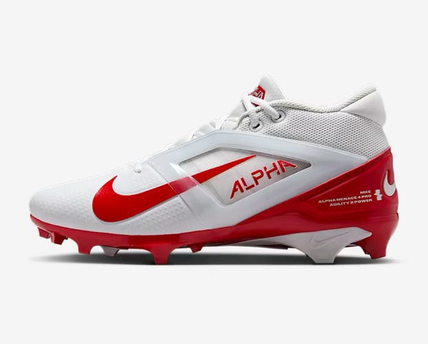 Nike Alpha Menace 4 Pro Football Cleats Red White men’s size 7.5 NEW FD7037-102