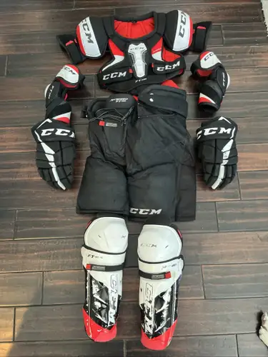 CCM Jetspeed FT 485 Senior Small Ice Hockey Complete Equipment 13” Shin Guards