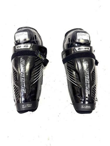 Used Bauer S190 Junior Shin Guards Black 12" 11860-S000298525