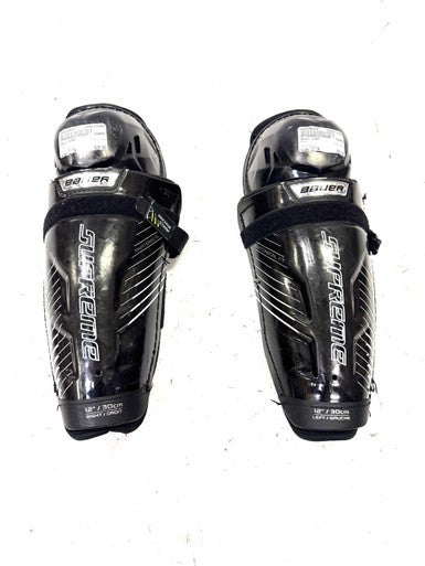 Used Bauer S190 Junior Shin Guards Black 12" 11860-S000298525