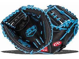 New R9 SERIES 32.5" BK/BL RHT CATCHERS MITT 11860-RAWR9CM325BCBR