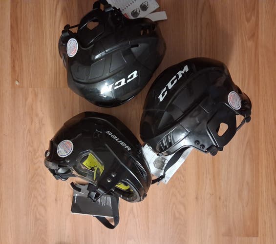 Bundle of 3 NEW Extra Small black hockey helmets: IMS 11.0 and 2 CCM FL40 (NEW)