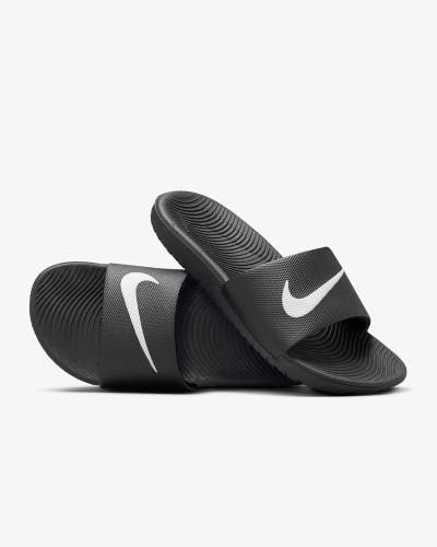 Nike Kawa 819352-001 Sandals Unisex Kids US 7Y Black White Slip On Slides BYB83