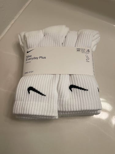 Nike Everyday Plus Socks - 6 Pack Crew White (Size L)
