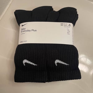 Nike Everyday Plus Socks - 6 Pack Crew Black (Size M)