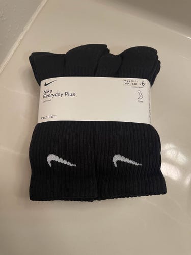 Nike Everyday Plus Socks - 6 Pack Crew Black (Size L)