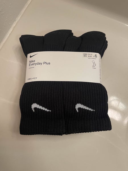 Nike Everyday Plus Socks - 6 Pack Crew Black (Size L)