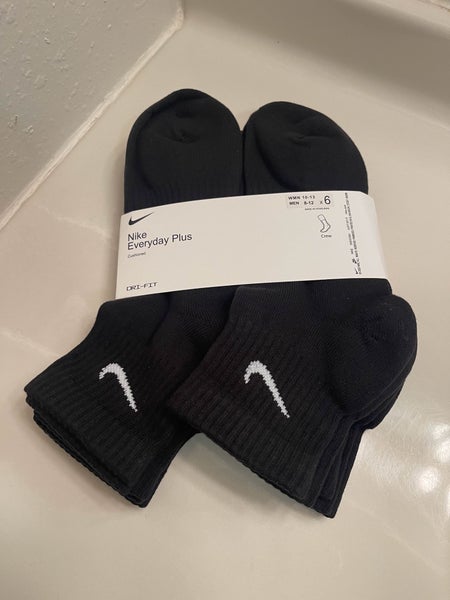 Nike Everyday Plus Socks - 6 Pack Mid Cut Black (Size L)