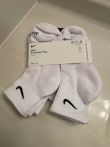 Nike Everyday Plus Socks - 6 Pack Mid Cut White (Size L)