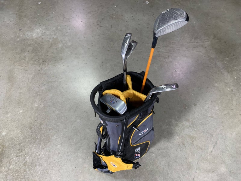 U.S. Kids Ultralight WT-10u Club Set 3W 6&8i PW Putter 63" Yellow Junior RH +Bag