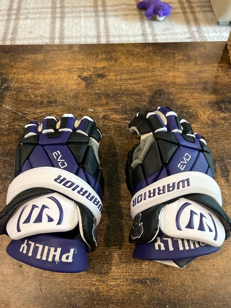 Game Worn 2025 Philadelphia Warrior EVO QX Lacrosse Gloves Extra Large (Used)