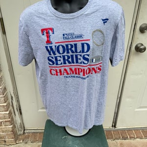 Fanatics, Gray, Short Sleeve, TX Rangers, World Series Champions, Shirt, Size L