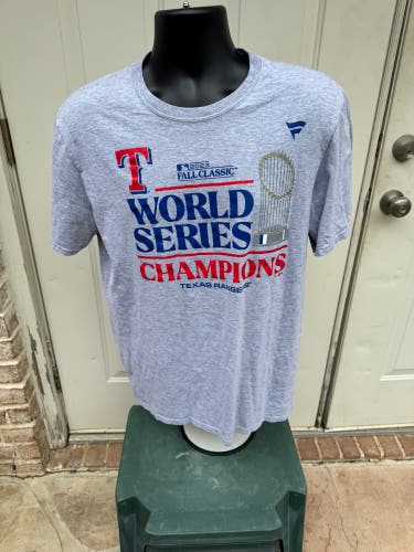 Fanatics, Gray, Short Sleeve, TX Rangers, World Series Champions, Shirt, Size L