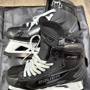 USED Bauer Pro Hockey Goalie Skates Regular Width Pro Stock 9.5 Fit 2 - Wedgewood