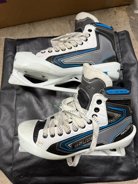 USED Bauer Reactor 9000 Hockey Goalie Skates Regular Width Pro Stock 9.5 - Wedgewood