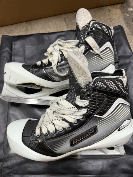 USED Bauer Reactor 6000 Hockey Goalie Skates Regular Width Pro Stock 9.5 - Wedgewood 01