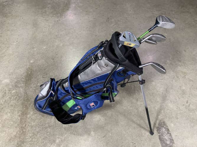 U.S. Kids WT-15 Club Set 3W 6i&8i PW Putter US Kids 57" Green Junior RH +Bag