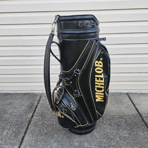 Vintage MICHELOB Black Red Gold Staff Cart Golf Bag 6 Way Divider 4 Pocket