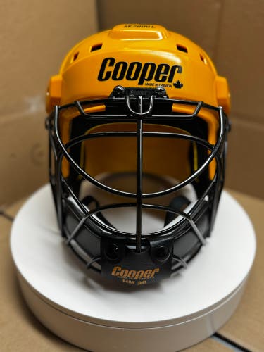 VINTAGE YELLOW GOLD LARGE COOPER SK2000 L GOALIE HOCKEY HELMET RARE YELLOW!!