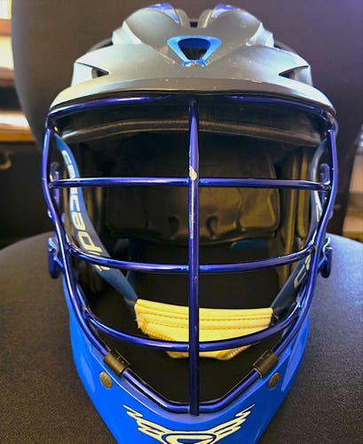 CASCADE Model R Lacrosse LAX Helmet Matte Black / Blue GUC