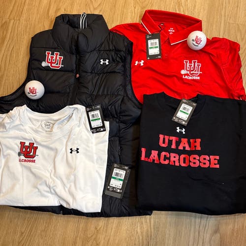 Under Armour University of Utah Lacrosse mens apparel set. Size LG. NEW
