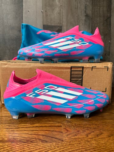 Adidas F50 Elite Laceless FG Blue Pink Soccer Cleats IE8603 Men's RARE Size 8