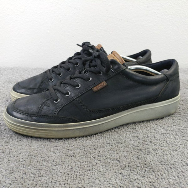 Ecco Soft 7 Mens Size 13 Shoes Black Leather Lace Up Sneakers Casual