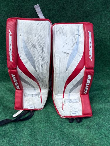Red & White Youth Bauer Prodigy Goalie Leg Pads (Used) | 22”