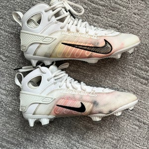 White Men's Size 8.0 (W 9.0) Nike Huarache 9 Elite Mid Molded lacrosse Cleats