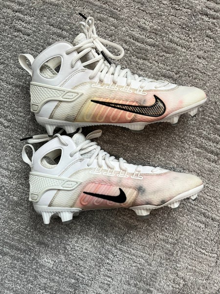 White Men's Size 8.0 (W 9.0) Nike Huarache 9 Elite Mid Molded lacrosse Cleats