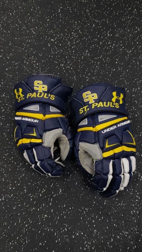 Used Under Armour ST PAULS Lacrosse Gloves Mens Navy Blue 13" 11849-S000032230