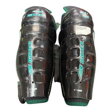 Used Bauer IMPACT Youth Shin Guards Black 11" 11375-S000364020