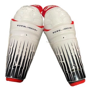 Used USA Hockey TOTAL HOCKEY Youth Shin Guards White 10" 11375-S000366725