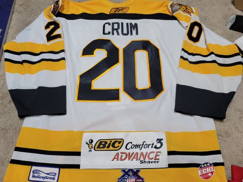 BJ CRUM 07'08 20 Year Patch Johnstown Chiefs ECHL Game Worn Hockey Jersey COA