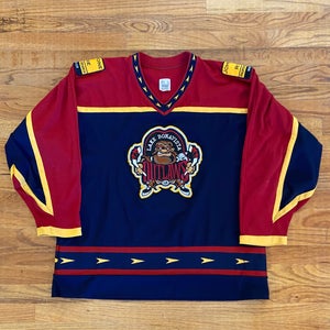 Vintage beer league Lake Bonavista Outlaws, Thrashers inspired hockey jersey