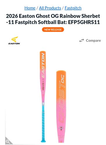 2026 Easton Easton Ghost Composite Bat (-10) 22 oz 32" (New)