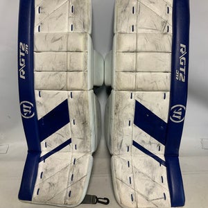 Used Warrior RXGT2 26+1 Goalie Leg Pads Junior White And Royal Blue 26" 11823-S000034618
