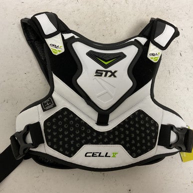 Used STX CELL V Lacrosse Shoulder Pads White And Black Youth 11855-S000191869