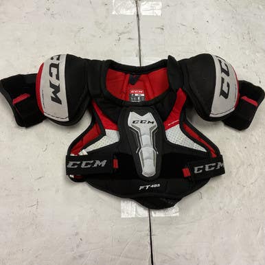 Used CCM JETSPEED FT485 Junior Shoulder Pads White/Black/Red SM 11855-S000191819