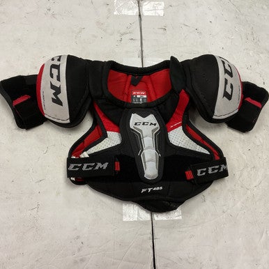 Used CCM JETSPEED FT485 Junior Shoulder Pads White/Black/Red SM 11855-S000191819