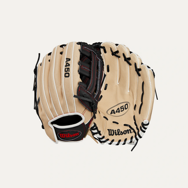 New A450 Blonde/Red 12" LHT Baseball Glove 11855-WIL10398312