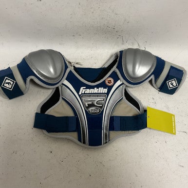 Used Franklin FC 390 Youth Shoulder Pads White And Royal Blue XS 11855-S000191574