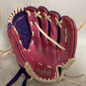 Used Rawlings HFP10PPW RH Throw Fastpitch Gloves Neon Pink And Navy Blue 10" 11855-S000191586