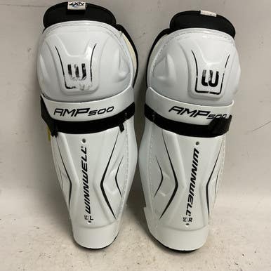 Used WinnWell AMP 500 Junior Shin Guards White And Black 12" 11855-S000191595