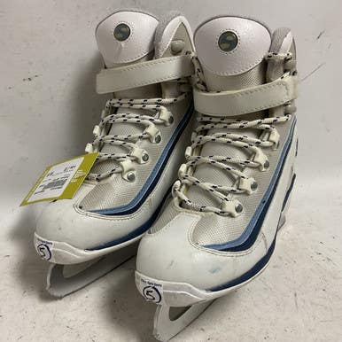 Used Jackson SOFTEC Girls Softboot Skate White And Royal Blue Junior 05 11855-S000191831