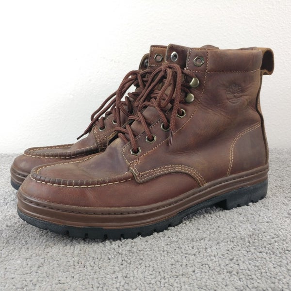 Timberland  Moc Toe Boots Mens Size 11.5 Shoes Brown Nubuck Leather Work Boot
