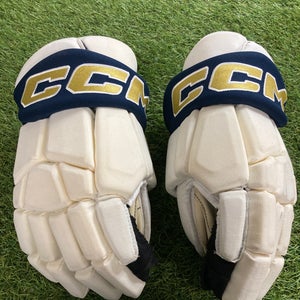 White Senior CCM 85C Gloves 14" Pro Stock (Used)